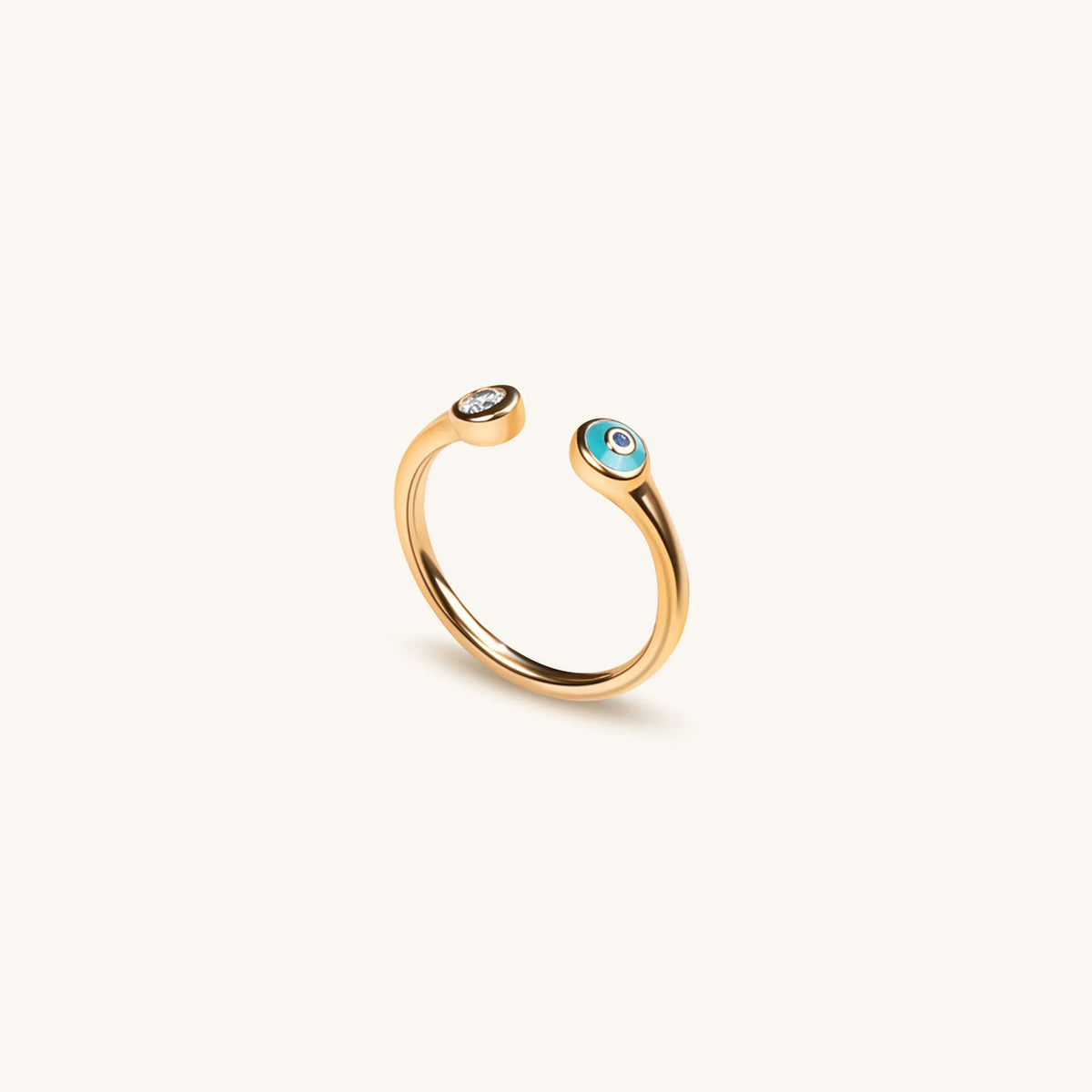 Defensive Shield Gold Turquoise Enamel Evil Eye Ring