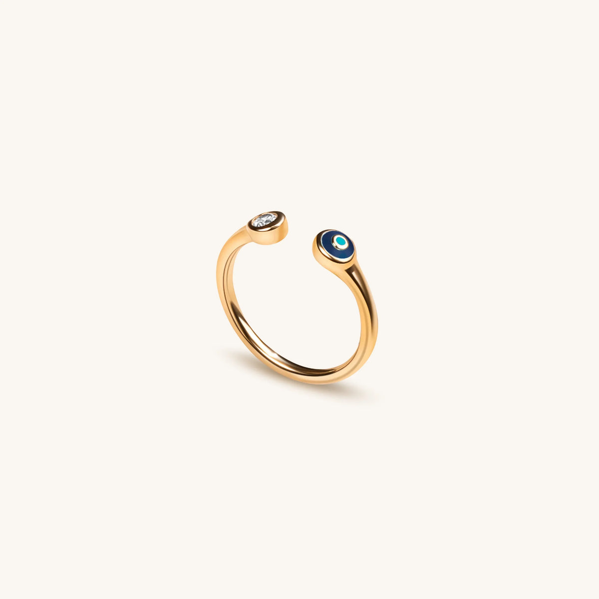 Sparkling Positivity Gold Navy Enamel Evil Eye Ring