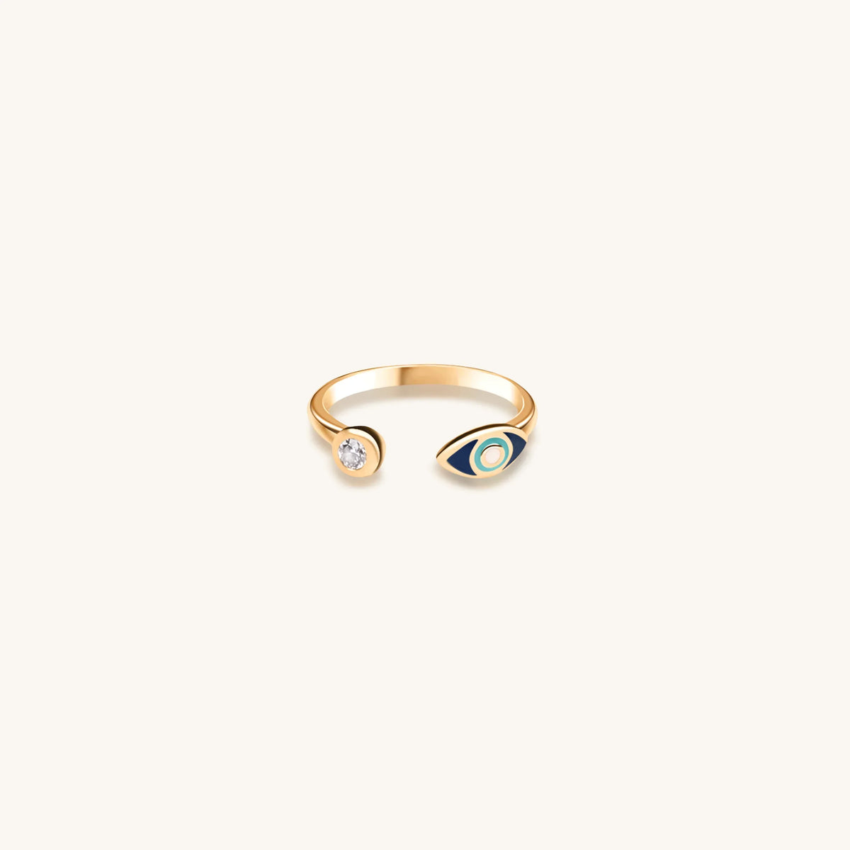 Forever Safeguard Gold Navy Enamel Evil Eye Ring