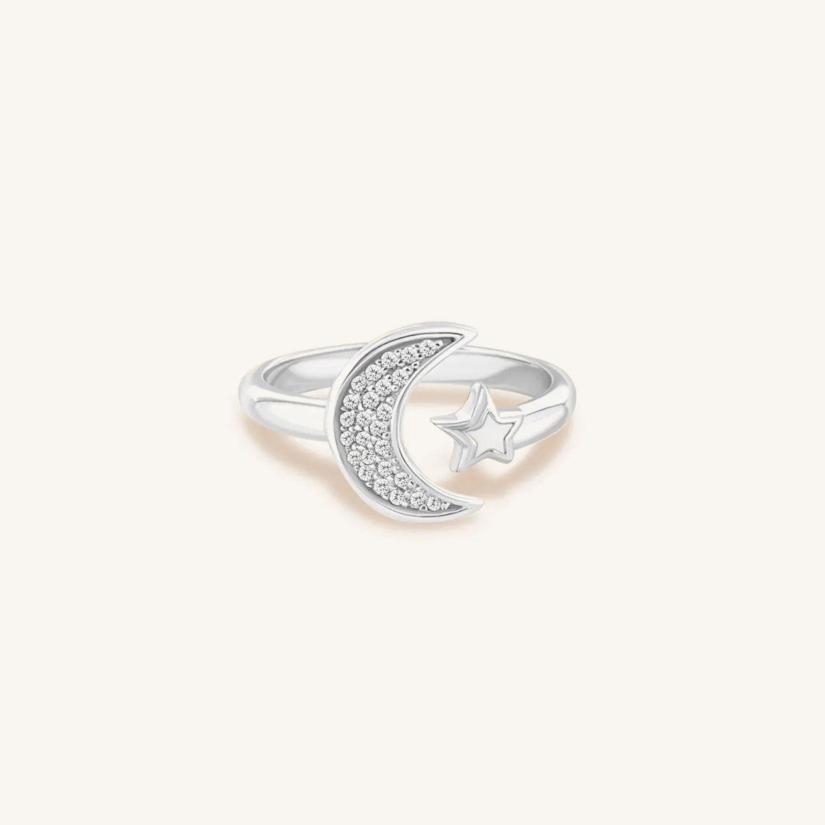 Cosmic Transformation Silver Moon & Star Ring