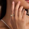 Lunar Brilliance Rainbow Moonstone Moon Gold Ring 2