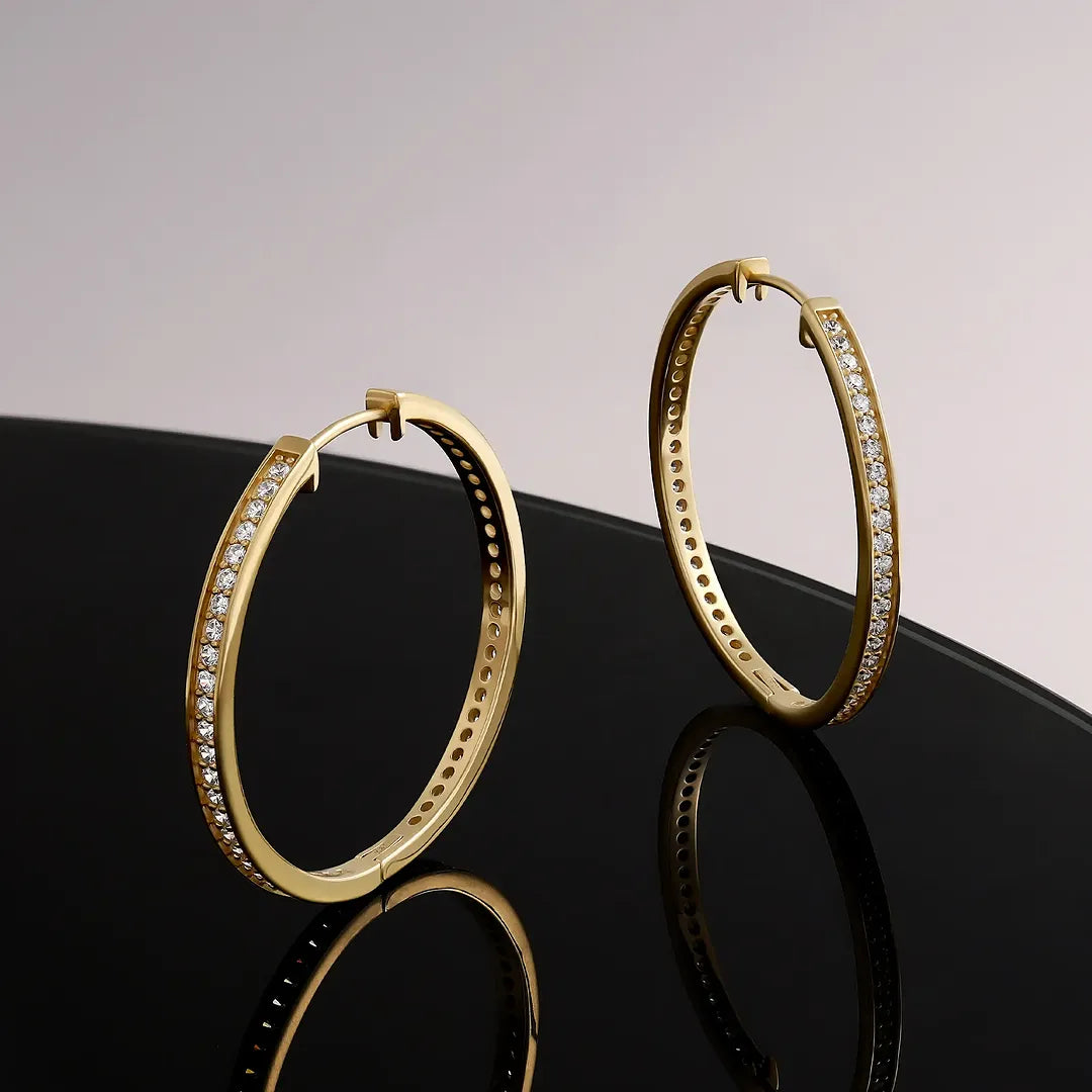 Celestial Radiance Gold Hoop Earrings