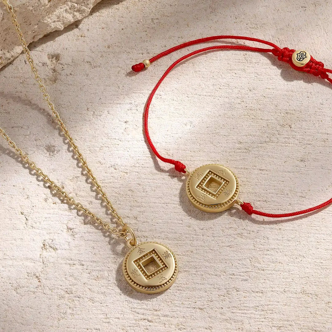 Radiant Fortune Gold Lucky Coin Necklace