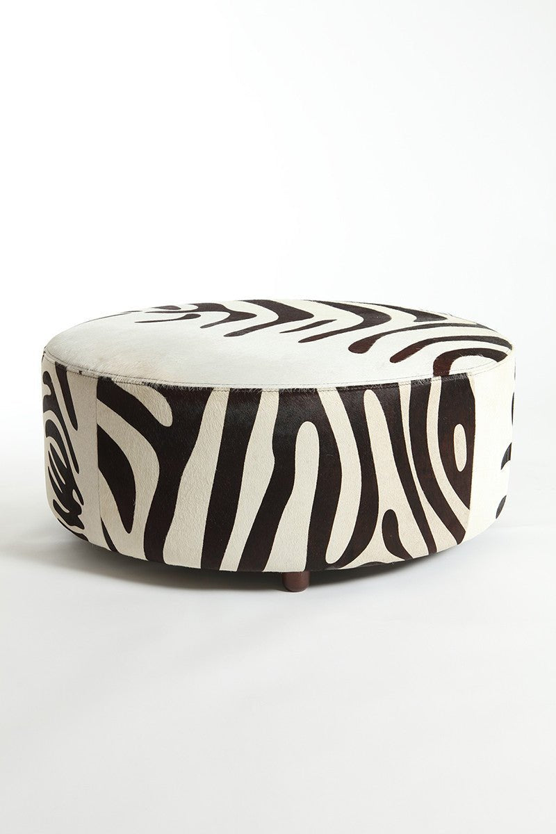 Round Cowhide Ottoman