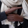 Zoey (brown) – Sheepskin leather gloves with warm wool/cashmere lining & touchscreen function 3