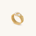 Lunar Brilliance Rainbow Moonstone Moon Gold Ring 1