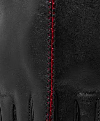 CA0422 (black/red) – Italian lambskin leather gloves for women with cashmere lining
