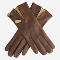 CA0547 (brown) – Women’s Italian lambskin cashmere-lined leather gloves with zipper 1