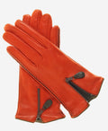 CA0547 (persimmon) – Women’s Italian lambskin cashmere-lined leather gloves with zipper 1