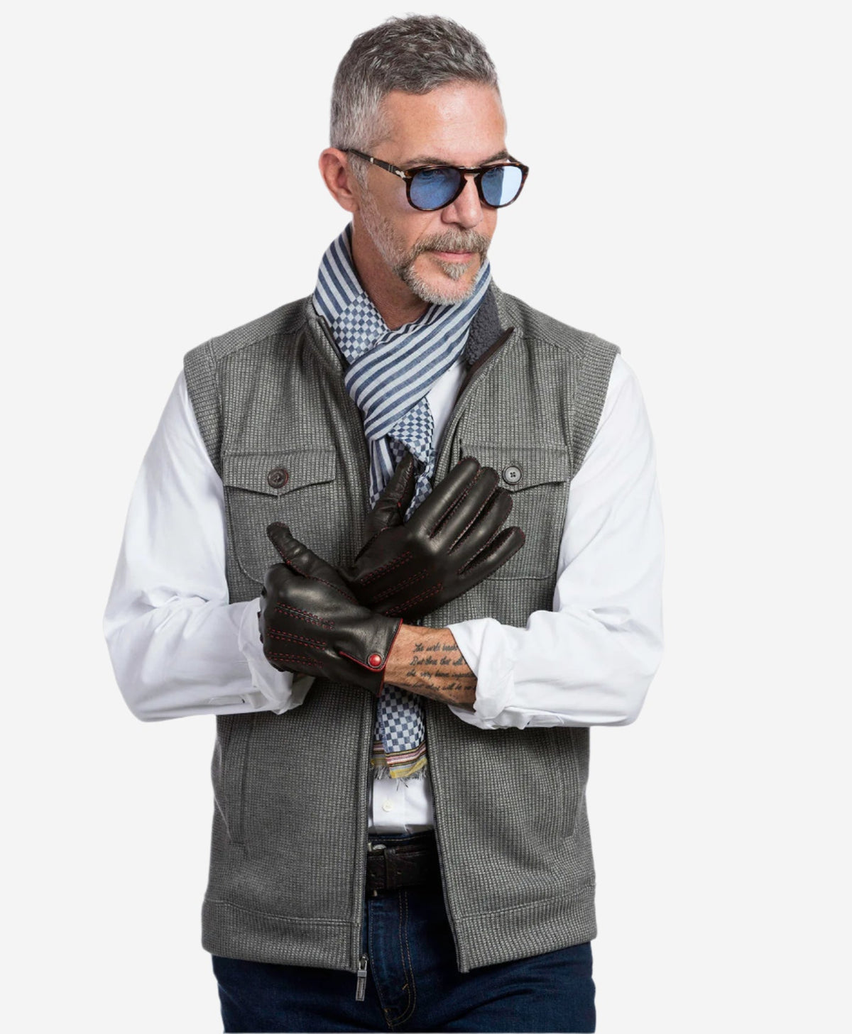 CA3152 (black) - Men's Italian cashmere lined handsewn dress gloves