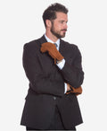 CA3633 (cork) - Handsewn Italian carpincho men’s rabbit fur-lined dress gloves 4
