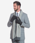CA3633 (grey) - Handsewn Italian carpincho men’s rabbit fur-lined dress gloves 2