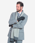 CA3633 (grey) - Handsewn Italian carpincho men’s rabbit fur-lined dress gloves 8