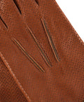 CA3976 (cognac) -Men's Italian cashmere lined leather gloves with unique contrast points 2