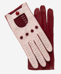 CA4123 (cream/claret) - Women’s two-tone Italian leather driving gloves 1