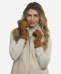 CA4465 (saddle) - Women’s handsewn Italian sueded lamb shearling gloves 3