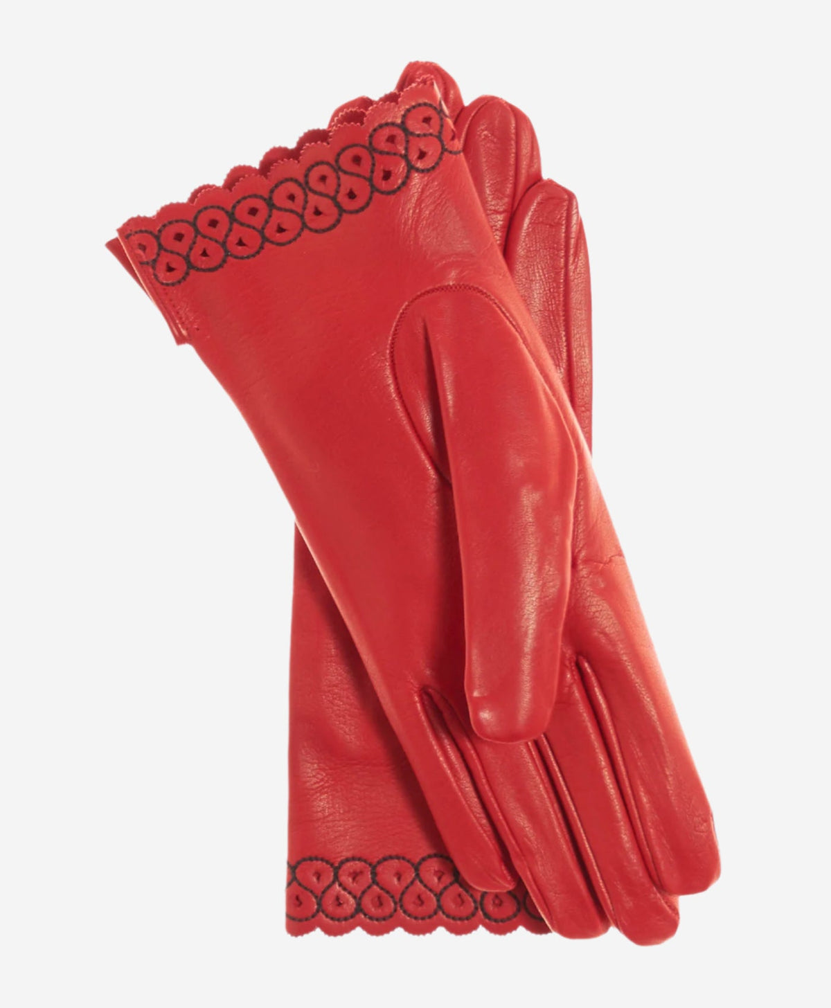 CA4534 (red) - Women’s Italian unlined dress leather gloves with “lace-work" cuff