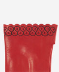 CA4534 (red) - Women’s Italian unlined dress leather gloves with “lace-work" cuff 3