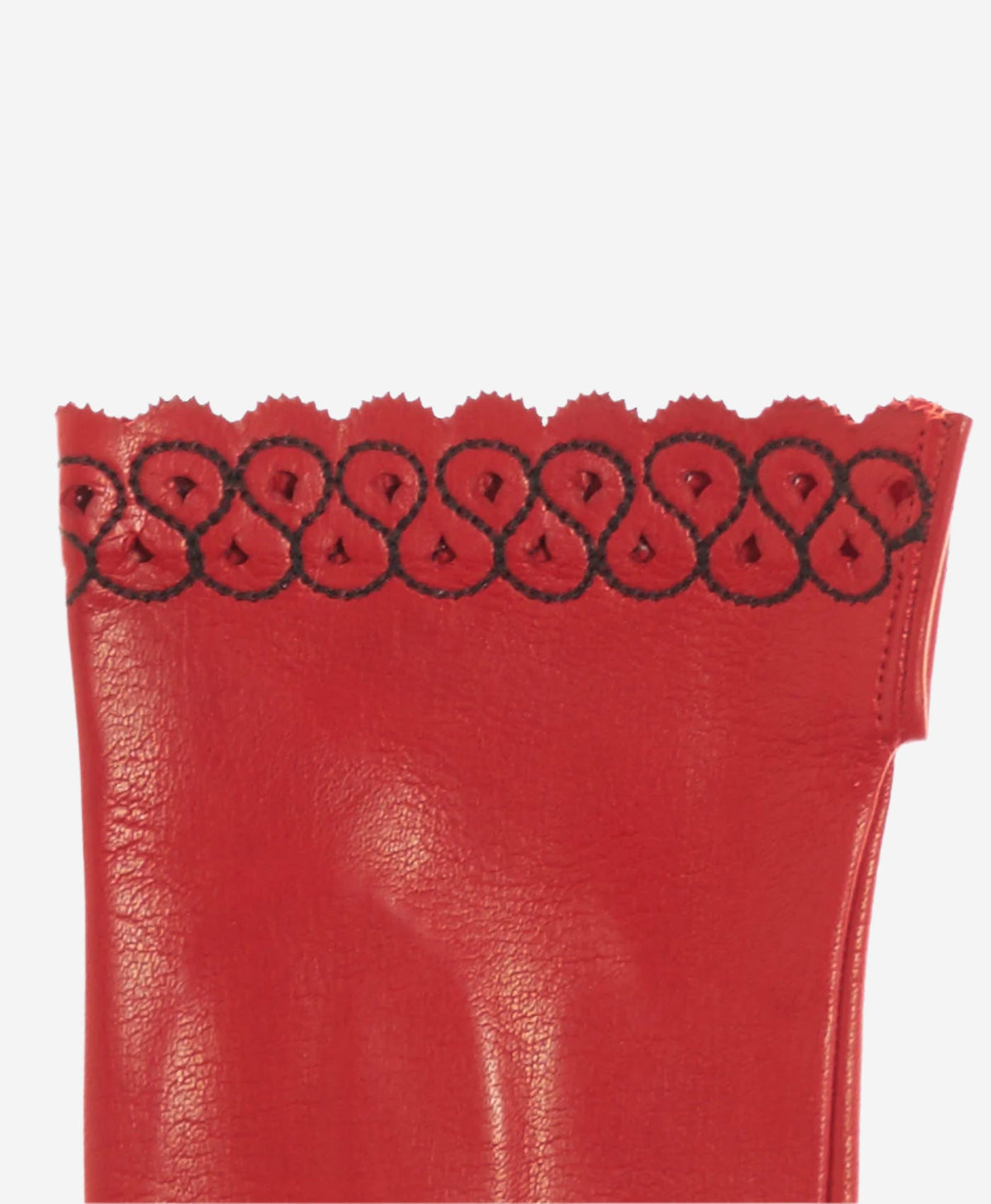 CA4534 (red) - Women’s Italian unlined dress leather gloves with “lace-work" cuff