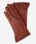 CA4534 (medium brown) - Women’s Italian unlined dress leather gloves with “lace-work" cuff 1