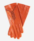 CA4539 (orange) - Women’s Italian unlined dress leather gloves with “lace-work” design 1