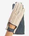 CA4620 (jeans) - Women’s Italian crochet and carpincho leather driving gloves 1