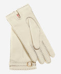 CA4661 (cream) - Women’s Italian handsewn deerskin gloves with cashmere lining and distinctive strap and buckle 2