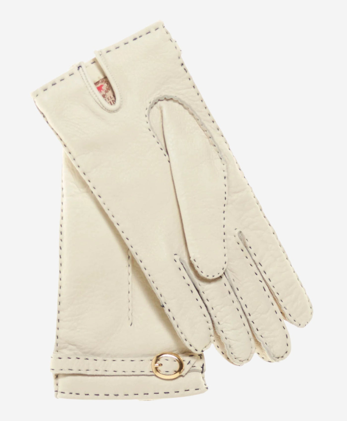 CA4661 (cream) - Women’s Italian handsewn deerskin gloves with cashmere lining and distinctive strap and buckle