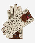 CA4916 (brown) - Handsewn Italian crochet driving gloves in lambskin leather 1