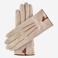 CA4941 (alabaster) - Women’s Italian handsewn suede gloves with cashmere lining and distinctive details 1