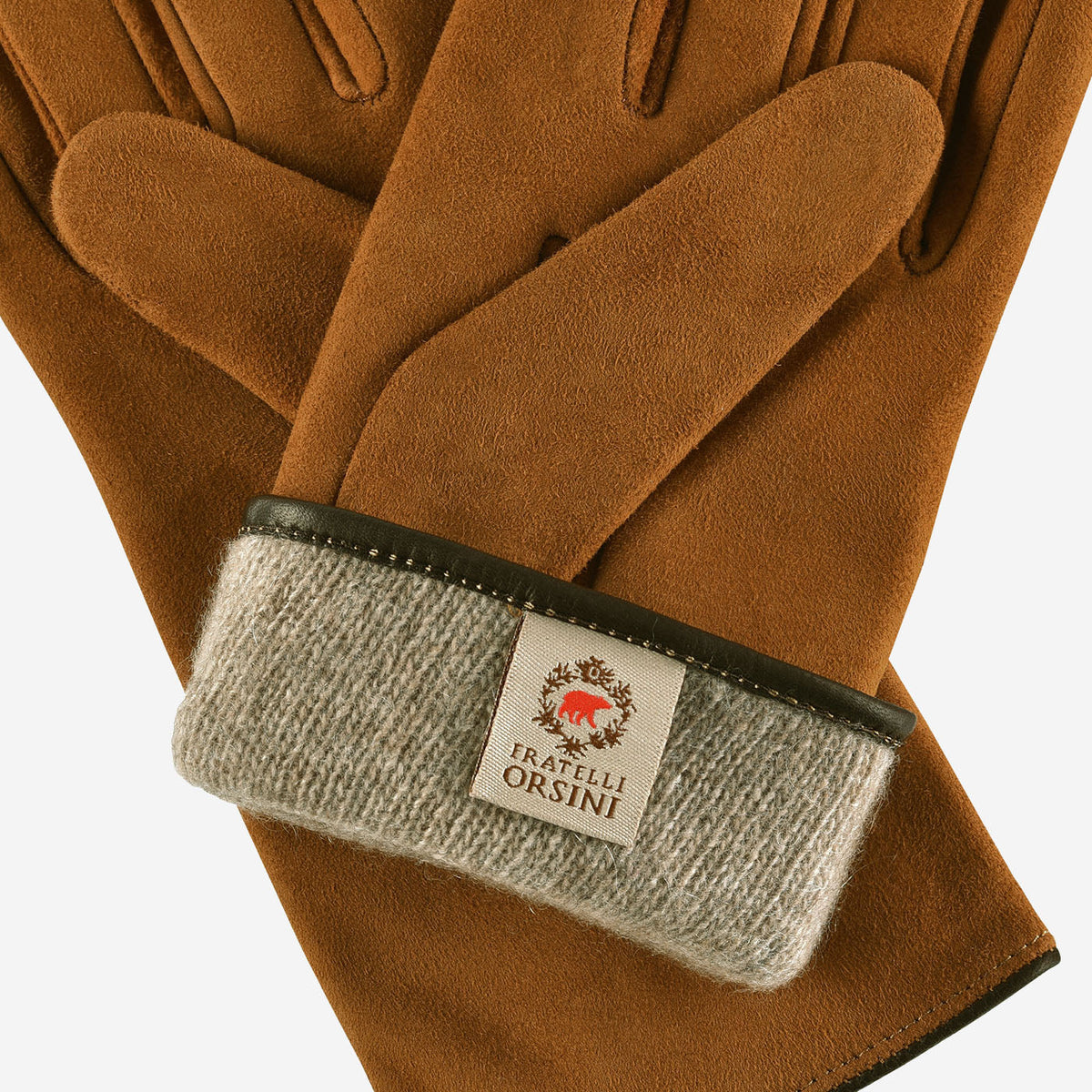 CA4941 (brown) - Women’s Italian handsewn suede gloves with cashmere lining and distinctive details