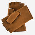 CA4956 (cognac) - Women’s Italian suede driving gloves with lambswool lining and metal studs 2