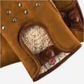 CA4956 (cognac) - Women’s Italian suede driving gloves with lambswool lining and metal studs 3