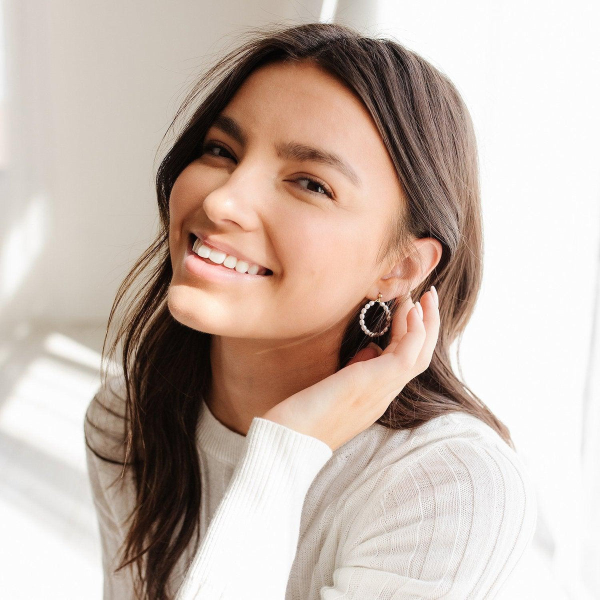 Carina Pearl Hoop Earrings