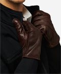 CC3104 (brown) - Men's Italian handsewn cashmere lined leather gloves 3