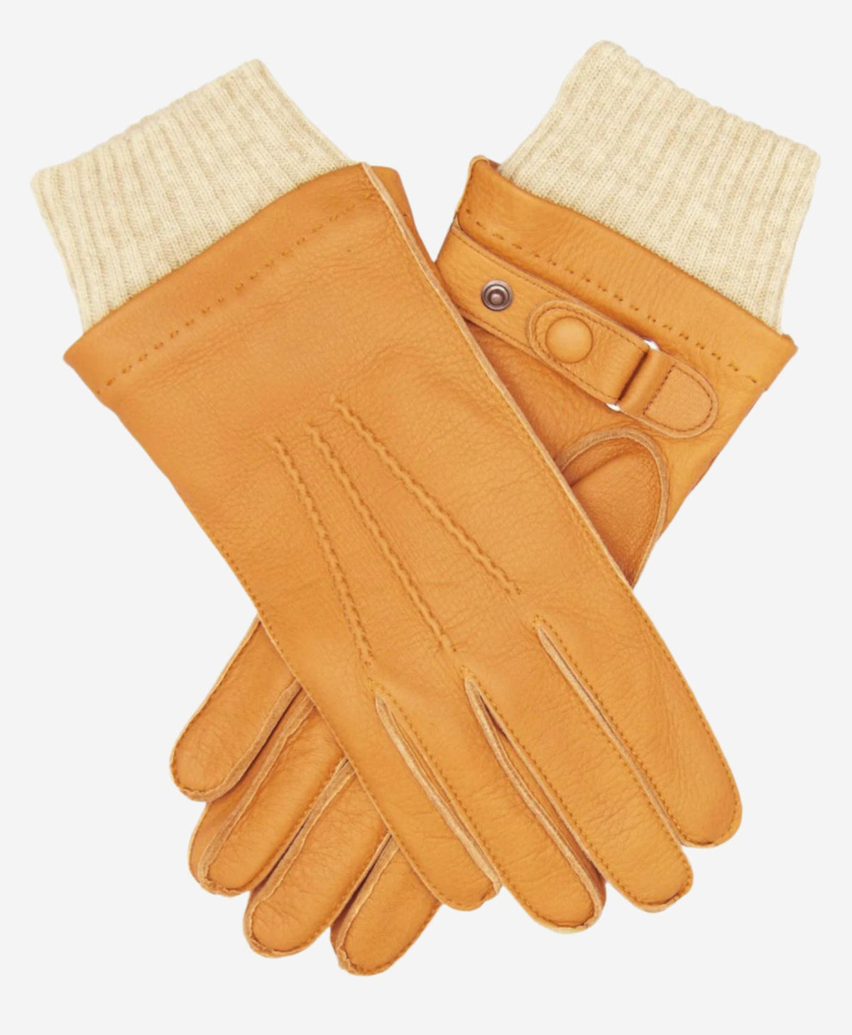 CC3115 (saddle) - Men's Italian deerskin leather gloves with cashmere lining