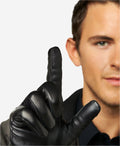 CC3301 (black) - Men’s Italian cashmere lined touchscreen leather gloves 8