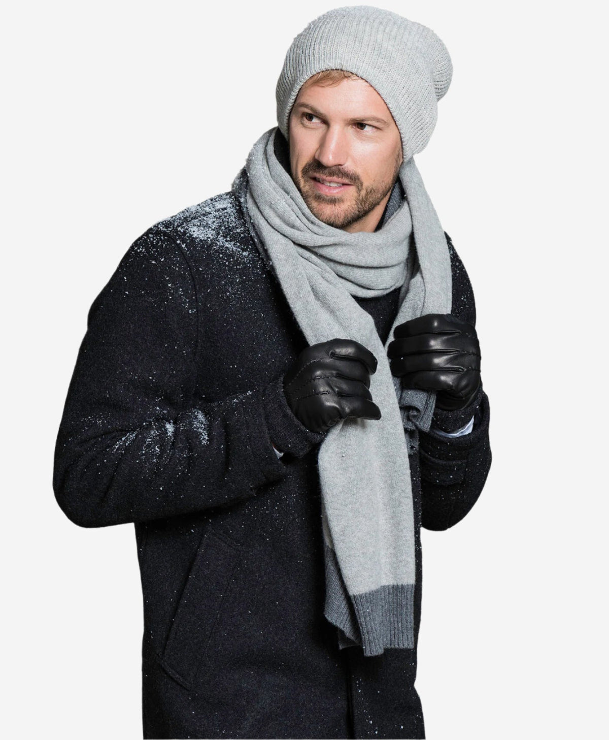CC3502 (black) - Men’s Italian lambskin winter gloves with cashmere lining & extended wool cuff