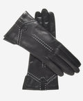 CC4005 (black) - Women’s Italian cashmere lined leather gloves with decorative stitching 1