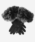 CC4066 (black) - Women’s Italian fox fur cuff cashmere lined leather gloves 1
