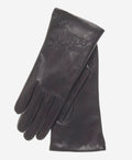 CC4101 (black) - Women’s Italian cashmere lined leather gloves with floral accents 2