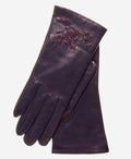 CC4101 (navy) - Women’s Italian cashmere lined leather gloves with floral accents 2