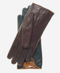 CC4160 (forest/brown) - Women’s Italian cashmere lined leather gloves with buckle 3