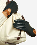 CC4160 (forest/brown) - Women’s Italian cashmere lined leather gloves with buckle 5