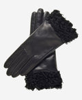 CC4172 (black) - Women’s Italian cashmere lined leather gloves with Persian lamb cuffs 1
