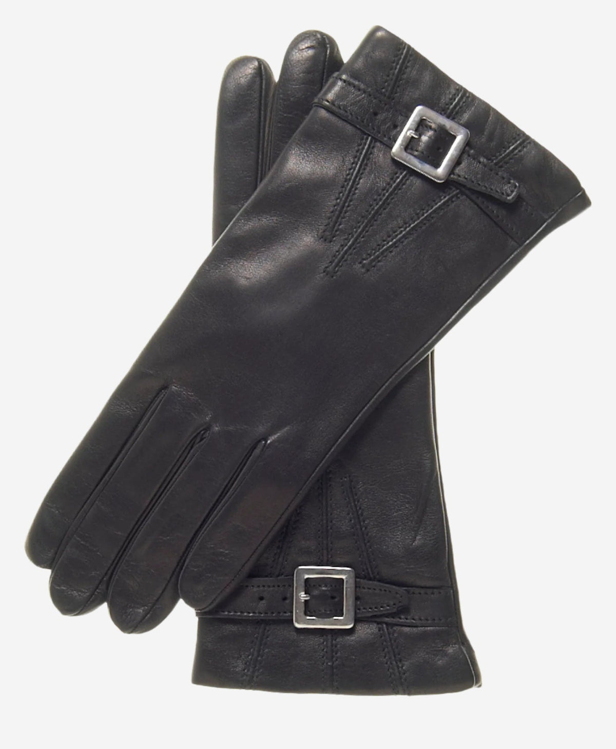 CC4201 (black) - Women’s Italian cashmere lined leather gloves with buckle