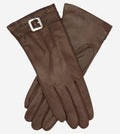 CC4201 (brown) - Women’s Italian cashmere lined leather gloves with buckle 2