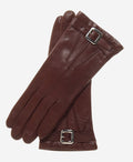 CC4201 (brown) - Women’s Italian cashmere lined leather gloves with buckle 1