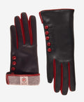 CC4213 (black/red) - Women’s Italian cashmere lined gloves with buttons 2