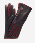 CC4213 (black/red) - Women’s Italian cashmere lined gloves with buttons 1